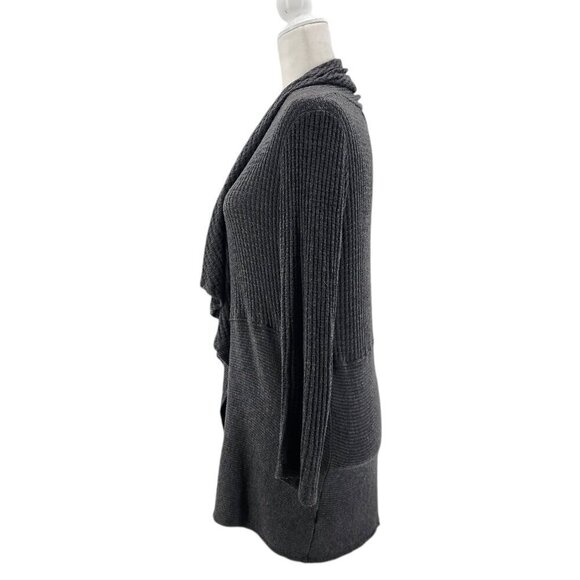 Velvet by Graham & Spencer Waffle Ribbed Knit Gray Cardigan Sweater Womens Small - Picture 3 of 9
